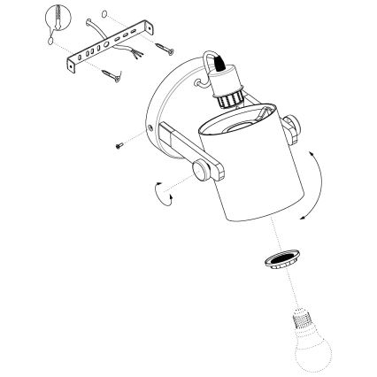 Eglo 43427 - Väggbelysning HORNTREE 1 1xE27/28W/230V