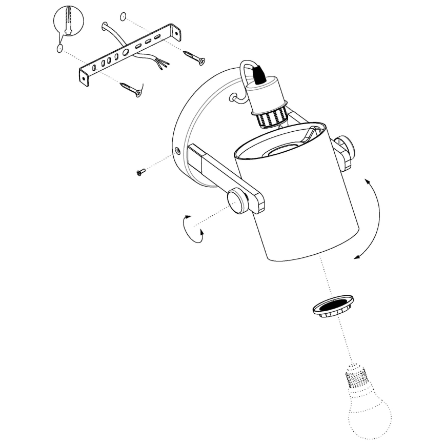 Eglo 43427 - Väggbelysning HORNTREE 1 1xE27/28W/230V