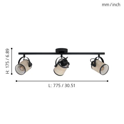 Eglo 43495 - Spotlight RUSCOMB 3xE27/10W/230V