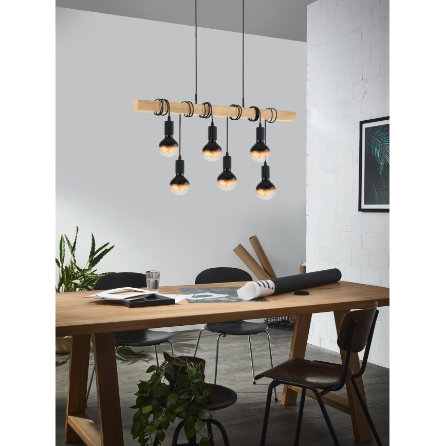 Eglo - Ljuskrona med textilsladd TOWNSHEND 6xE27/60W/230V - FSC certifierade