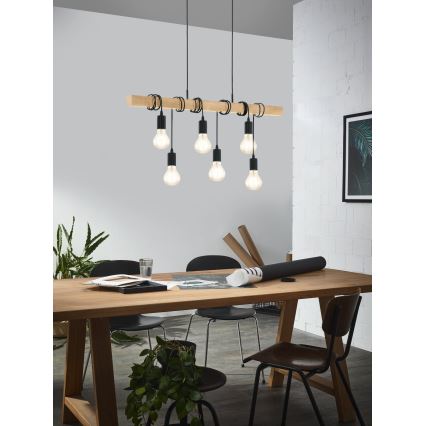 Eglo - Ljuskrona med textilsladd TOWNSHEND 6xE27/60W/230V - FSC certifierade