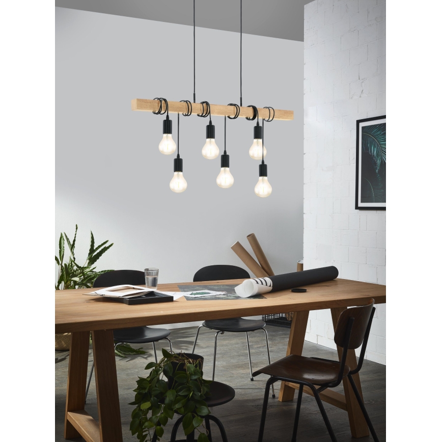 Eglo - Ljuskrona med textilsladd TOWNSHEND 6xE27/60W/230V - FSC certifierade
