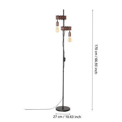 Eglo - Golv lampa TOWNSHEND 2xE27/10W/230V