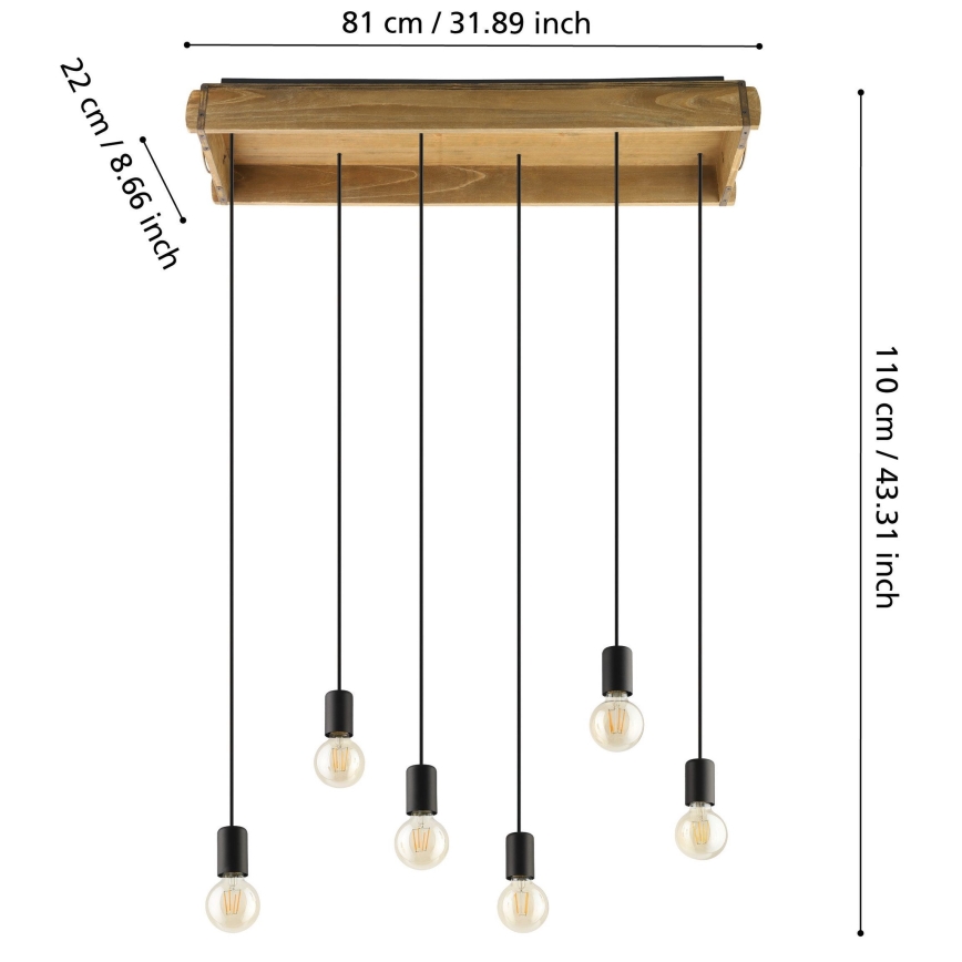 Eglo - Takkkrona på ett snöre  6xE27/40W/230V