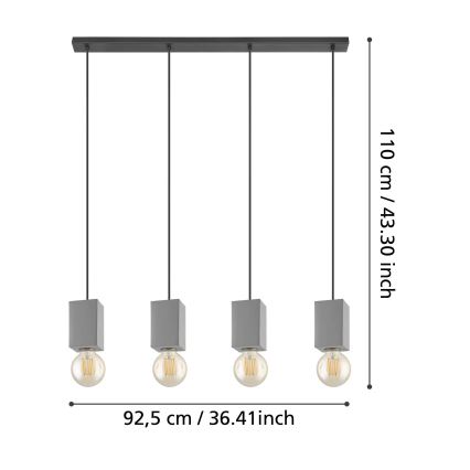 Eglo - Takkkrona på ett snöre  4xE27/40W/230V