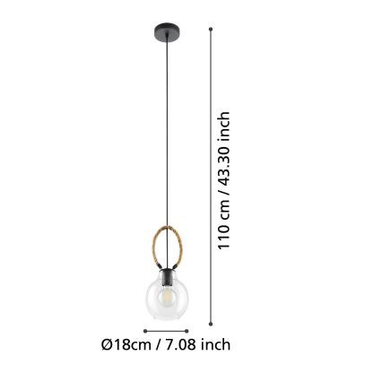 Eglo - Takkkrona på ett snöre  1xE27/40W/230V
