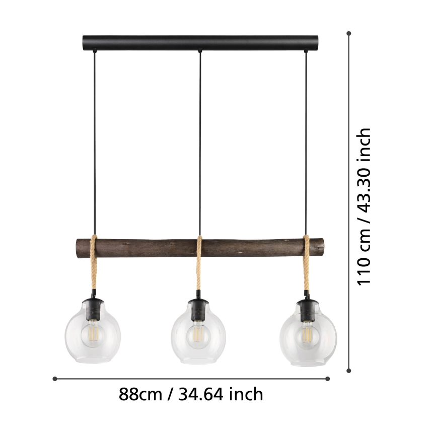 Eglo - Takkkrona på ett snöre  3xE27/40W/230V