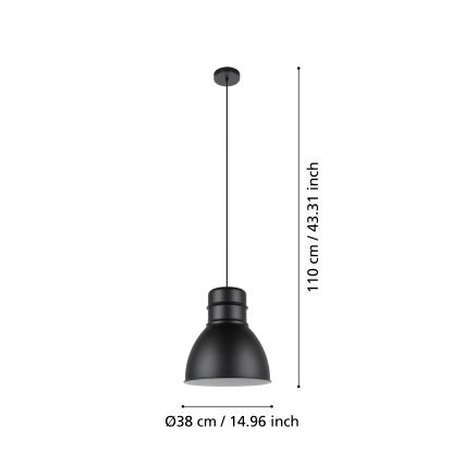 Eglo - Takkkrona på ett snöre  1xE27/60W/230V svart 