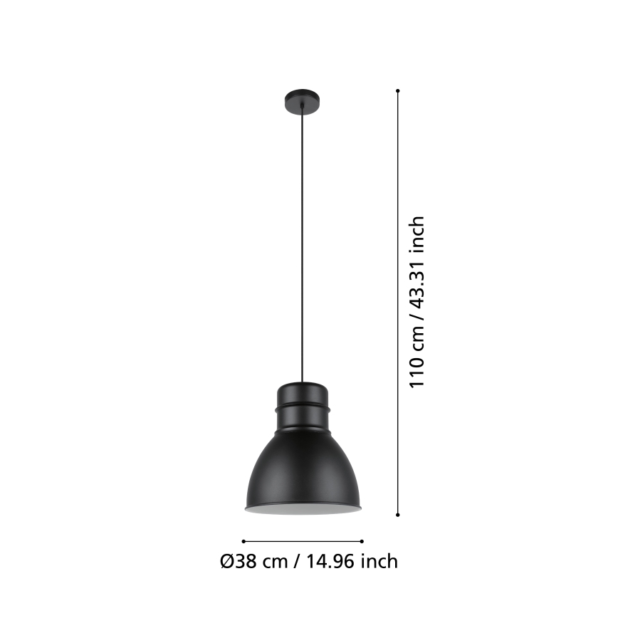 Eglo - Takkkrona på ett snöre  1xE27/60W/230V svart 