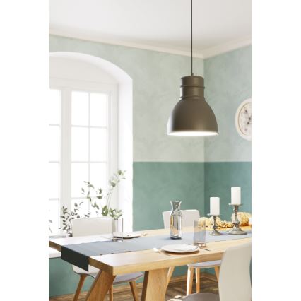 Eglo - Takkkrona på ett snöre  1xE27/60W/230V grå