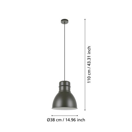 Eglo - Takkkrona på ett snöre  1xE27/60W/230V grå