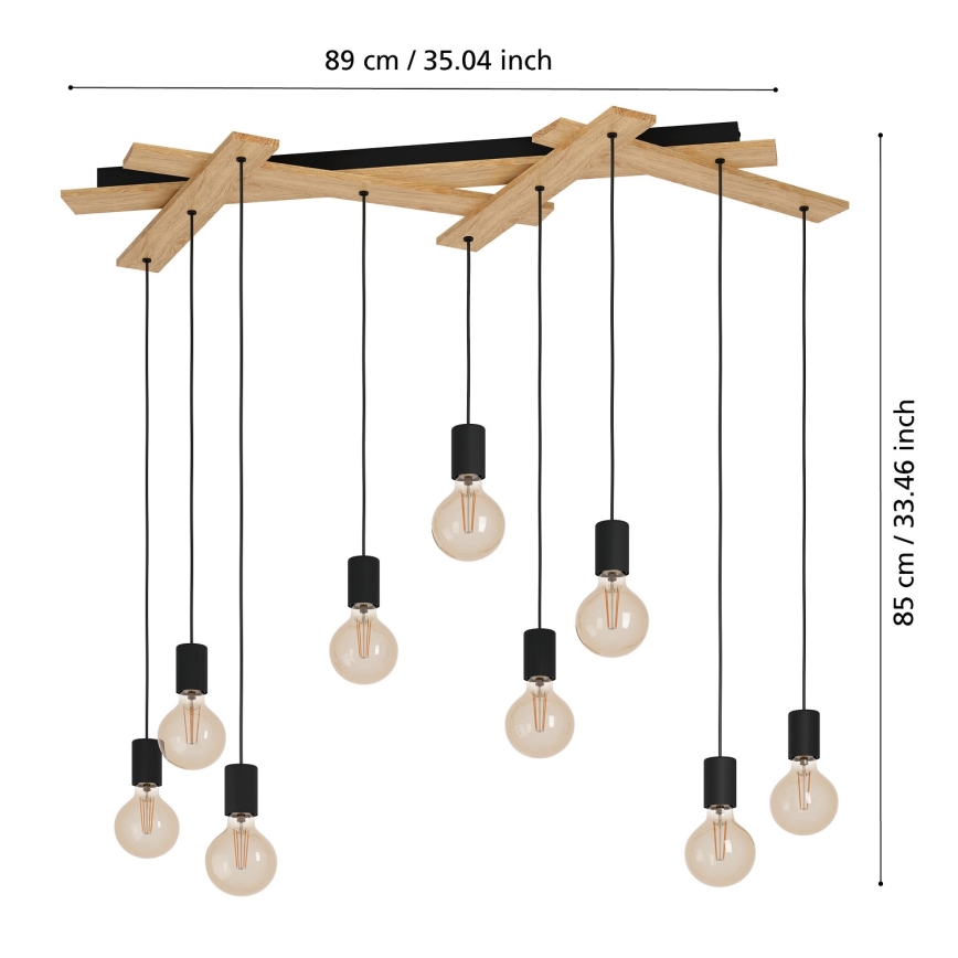 Eglo - Takkkrona på ett snöre  9xE27/40W/230V