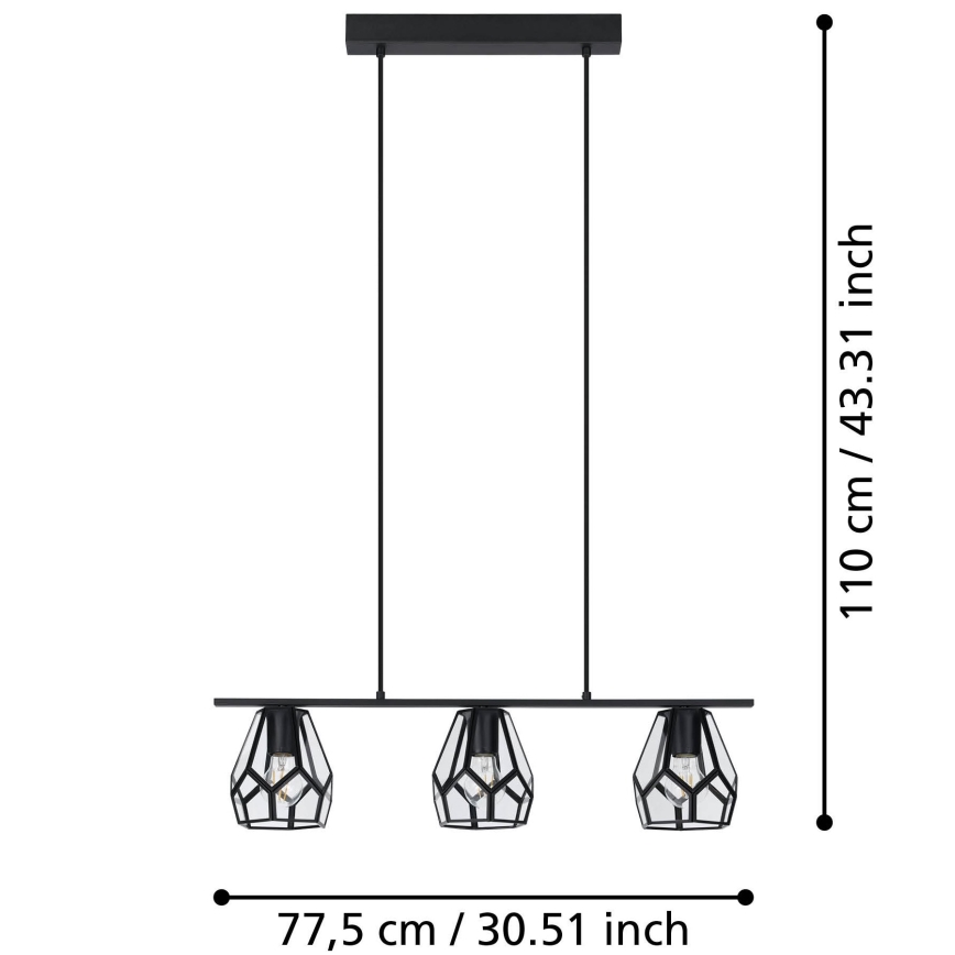 Eglo - Takkkrona på ett snöre  3xE27/40W/230V