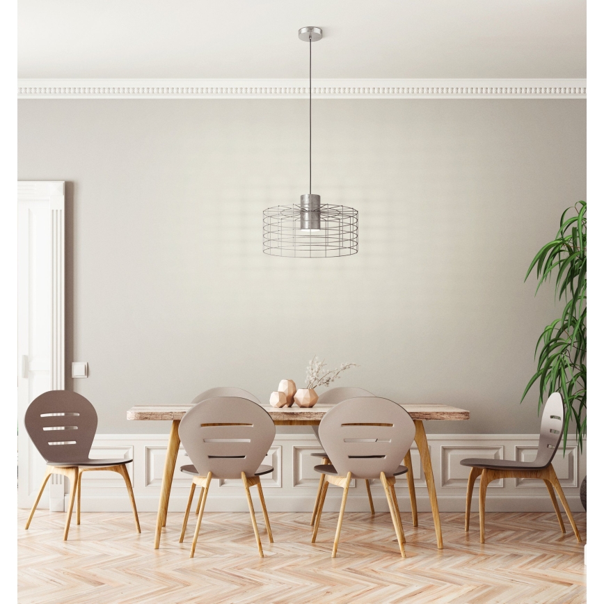 Eglo - Takkkrona på ett snöre  1xE27/40W/230V d. 48 cm silver