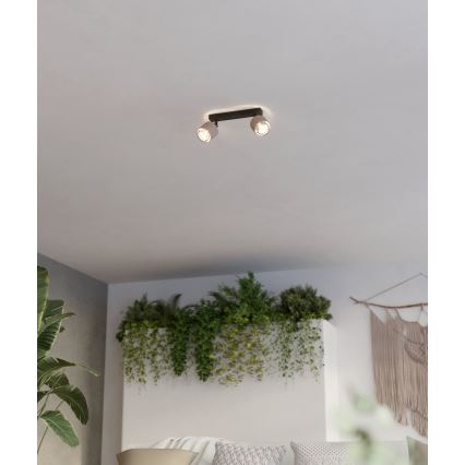 Eglo - Vägglampa 2xE14/40W/230V svart/beige