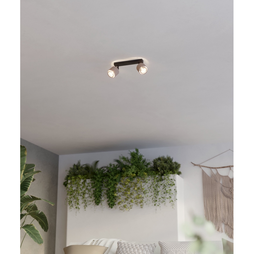 Eglo - Vägglampa 2xE14/40W/230V svart/beige