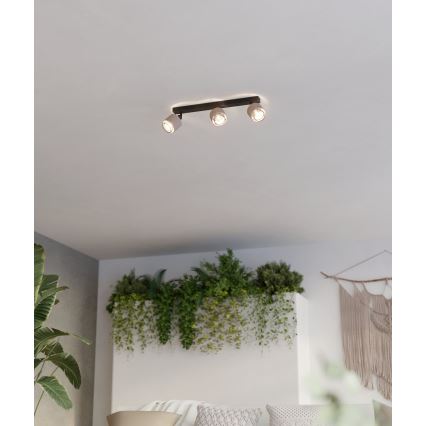 Eglo - Vägglampa 3xE14/40W/230V svart/beige