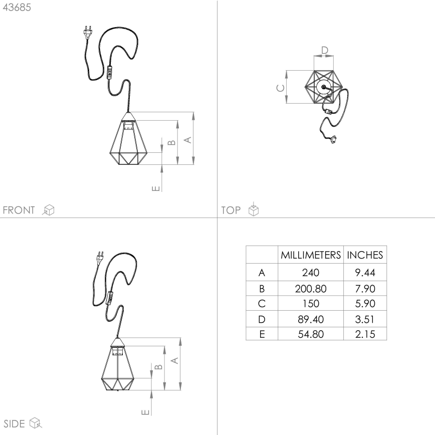 Eglo - Uttag bordslampa 1xE27/60W/230V