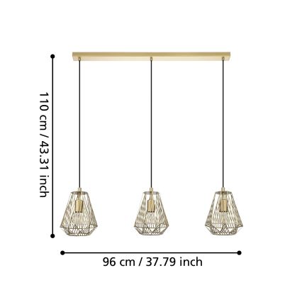 Eglo - Takkkrona på ett snöre  1xE27/40W/230V gold