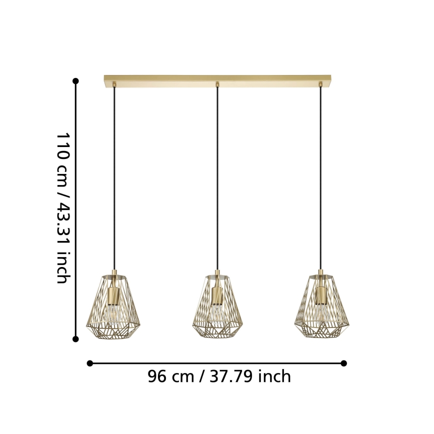 Eglo - Takkkrona på ett snöre  1xE27/40W/230V gold