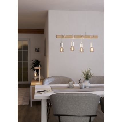 Eglo - Ljuskrona med textilsladd TOWNSHEND 4xE27/60W/230V - FSC certifierade
