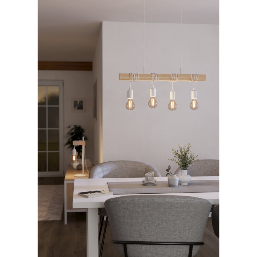 Eglo - Ljuskrona med textilsladd TOWNSHEND 4xE27/60W/230V - FSC certifierade