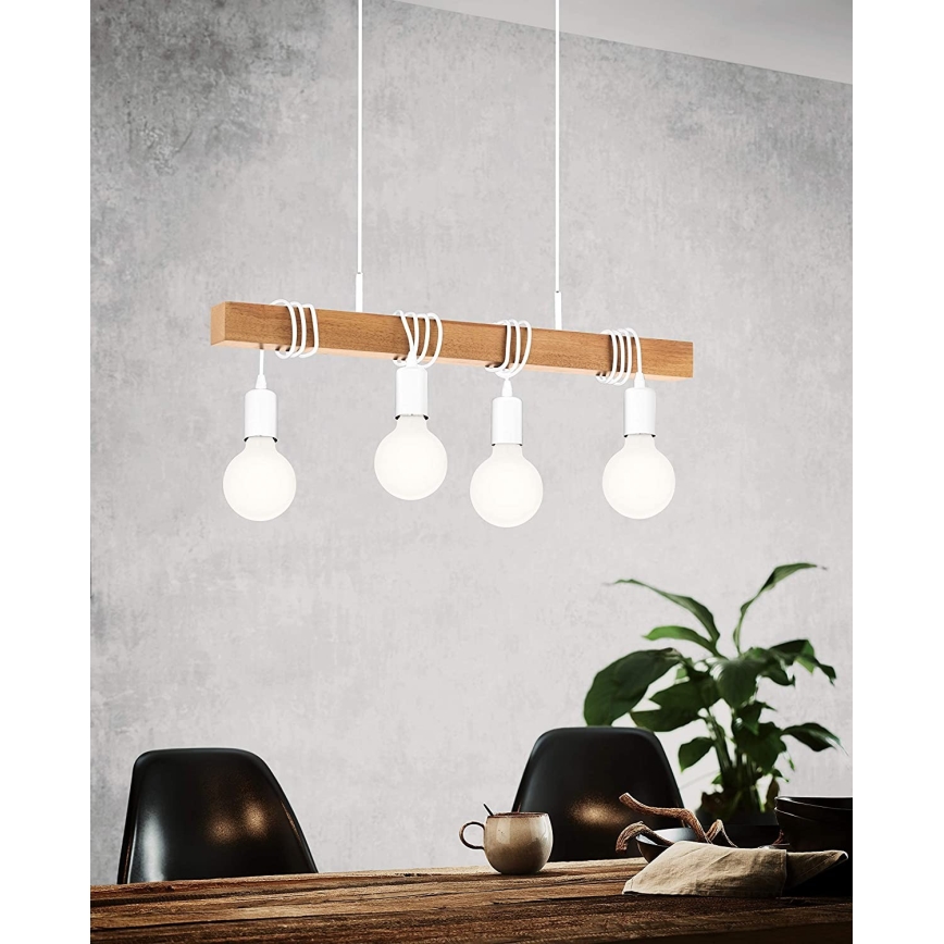 Eglo - Ljuskrona med textilsladd TOWNSHEND 4xE27/60W/230V - FSC certifierade