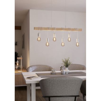 Eglo - Ljuskrona med textilsladd TOWNSHEND 6xE27/60W/230V - FSC certifierade