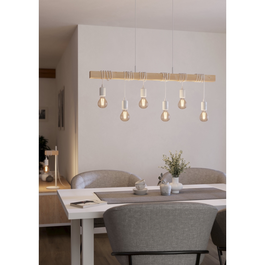 Eglo - Ljuskrona med textilsladd TOWNSHEND 6xE27/60W/230V - FSC certifierade