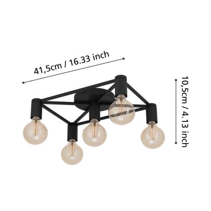Eglo - Taklampa 5xE27/40W/230V svart
