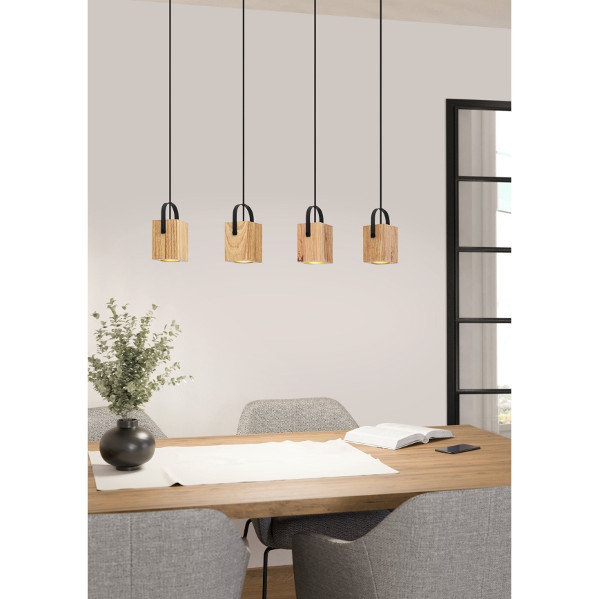 Eglo - LED ljuskrona med textilsladd 4xGU10/3W/230V