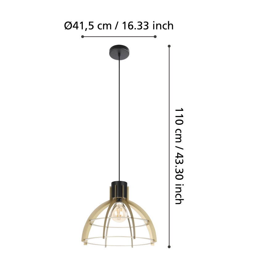 Eglo - Ljuskrona med textilsladd 1xE27/40W/230V guld