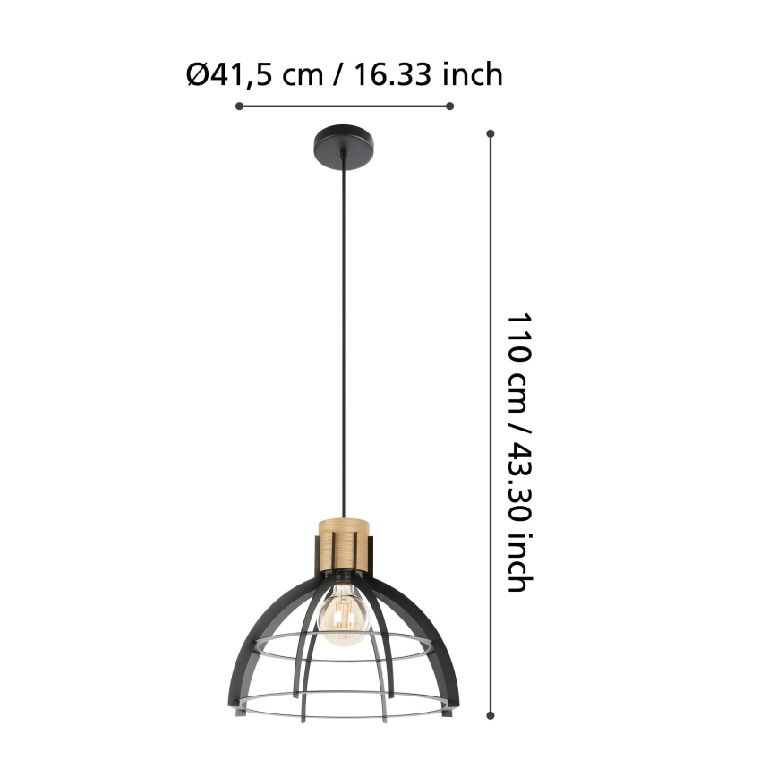Eglo - Ljuskrona med textilsladd 1xE27/40W/230V svart
