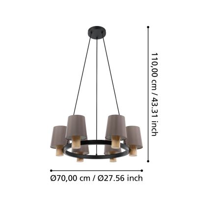 Eglo - Taklampa med 6xE27/40W/230V