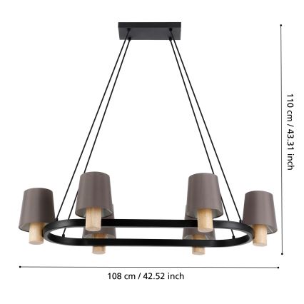 Eglo - Ljuskrona med upphängningsrem 6xE27/40W/230V