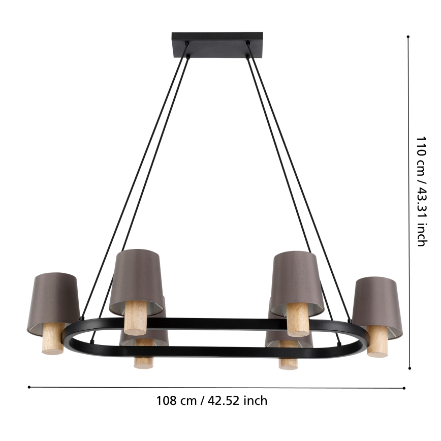 Eglo - Ljuskrona med upphängningsrem 6xE27/40W/230V