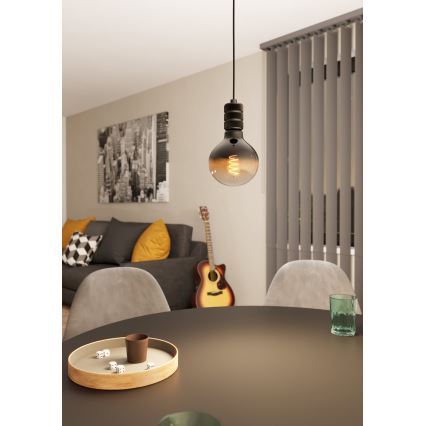 Eglo - Ljuskrona med upphängningsrem 1xE27/40W/230V svart