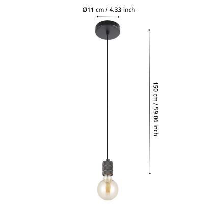 Eglo - Ljuskrona med upphängningsrem 1xE27/40W/230V svart