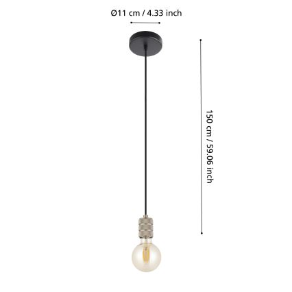 Eglo - Ljuskrona med upphängningsrem 1xE27/40W/230V krom