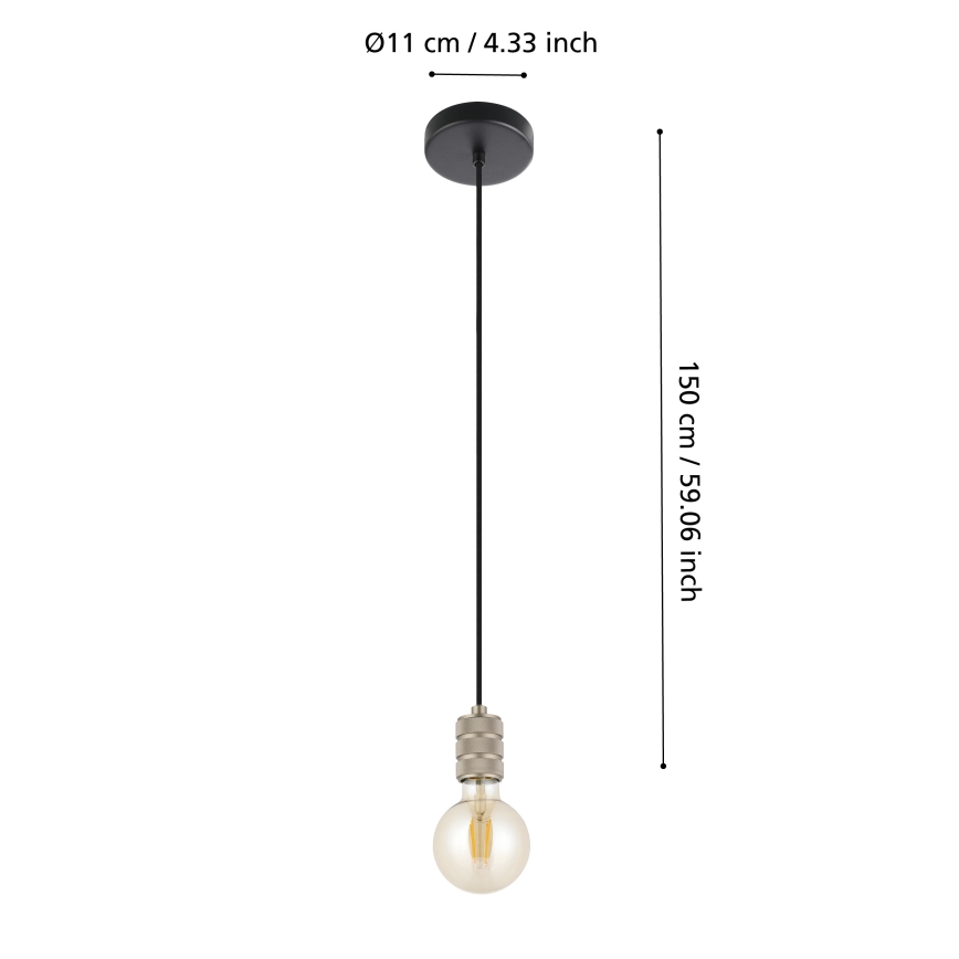 Eglo - Ljuskrona med upphängningsrem 1xE27/40W/230V krom