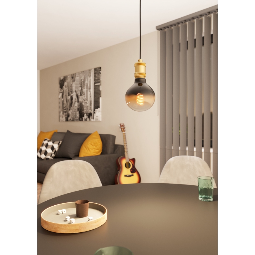 Eglo - Ljuskrona med upphängningsrem 1xE27/40W/230V gyllene