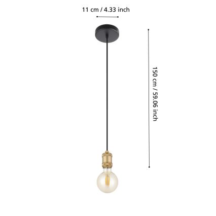 Eglo - Ljuskrona med upphängningsrem 1xE27/40W/230V gyllene
