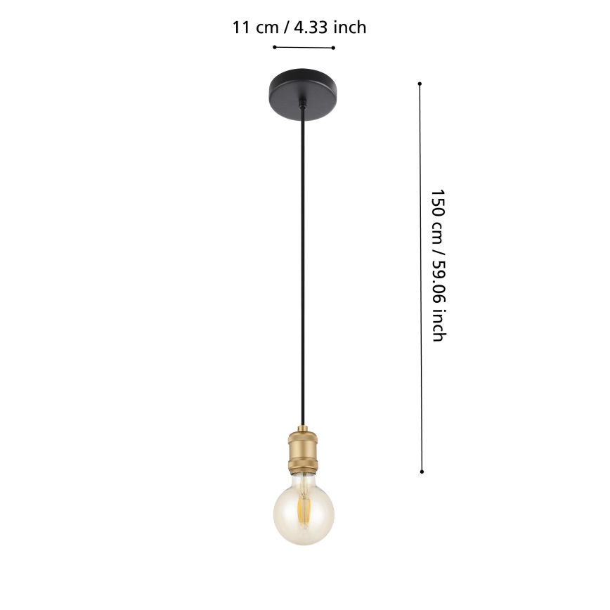 Eglo - Ljuskrona med upphängningsrem 1xE27/40W/230V gyllene