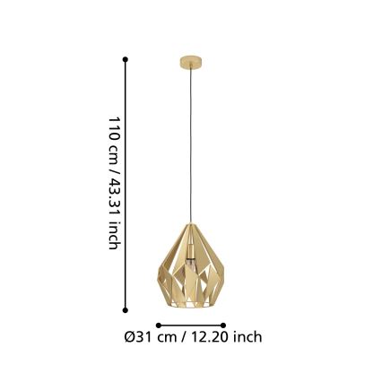 Eglo - Ljuskrona med upphängningsrem 1xE27/60W/230V diameter 31 cm