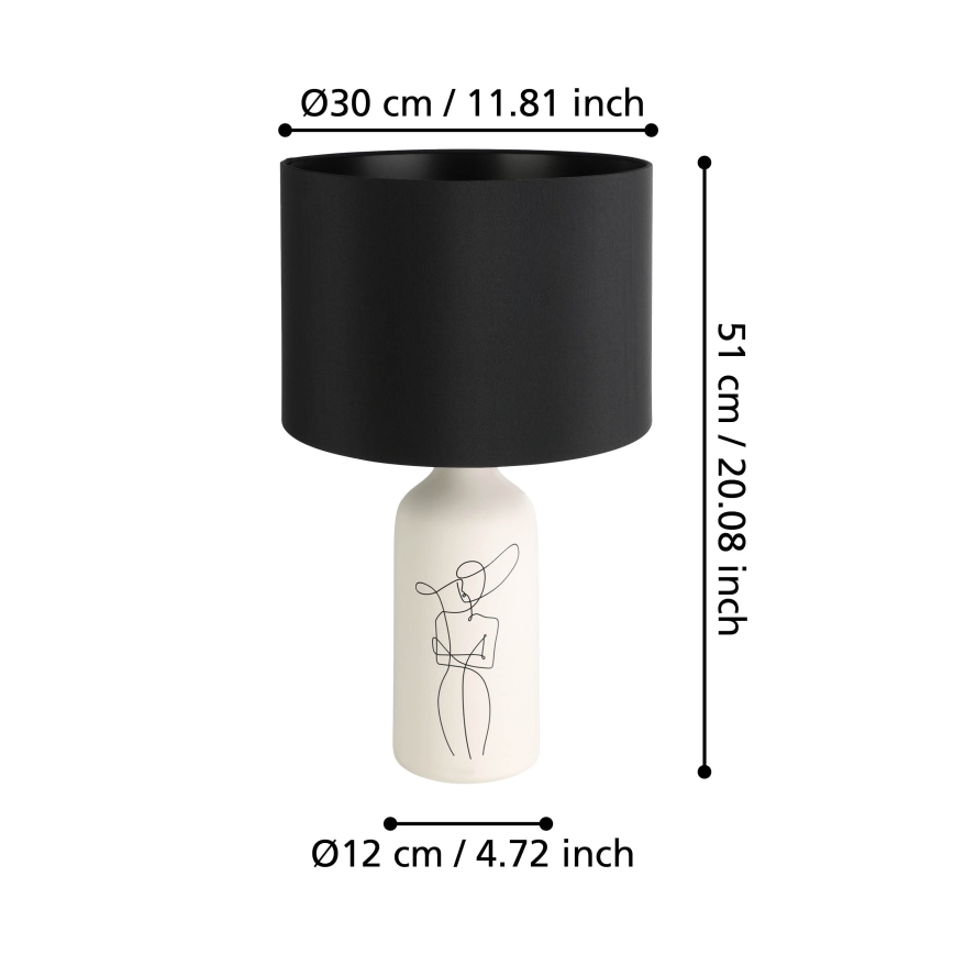 Eglo - Bordslampa 1xE27/40W/230V svart/vit