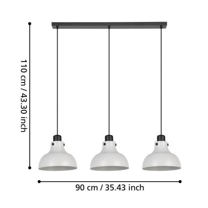Eglo - Ljuskrona med textilsladd 3xE27/40W/230V