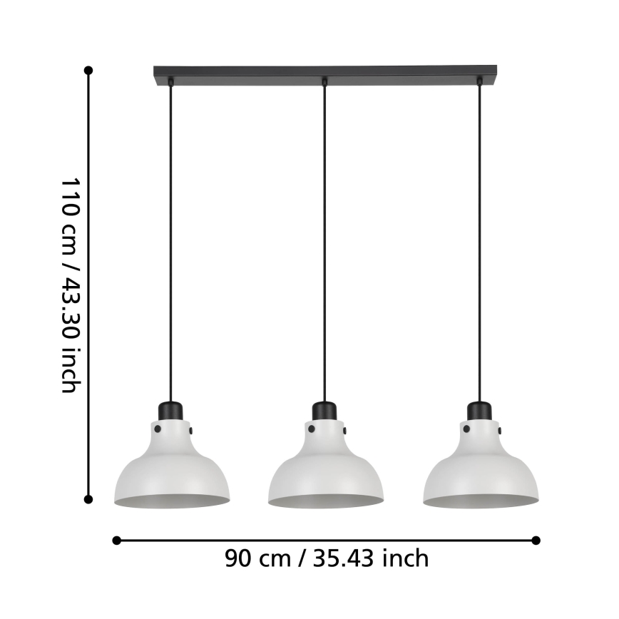 Eglo - Ljuskrona med textilsladd 3xE27/40W/230V