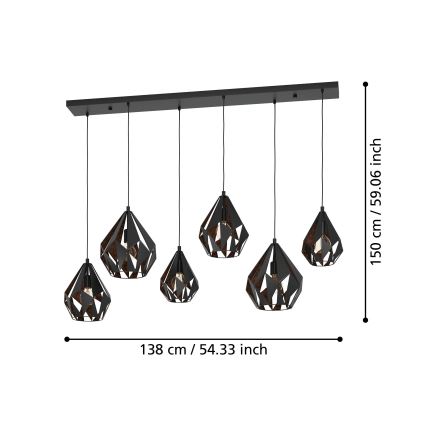 Eglo - Taklampa med 6xE27/40W/230V