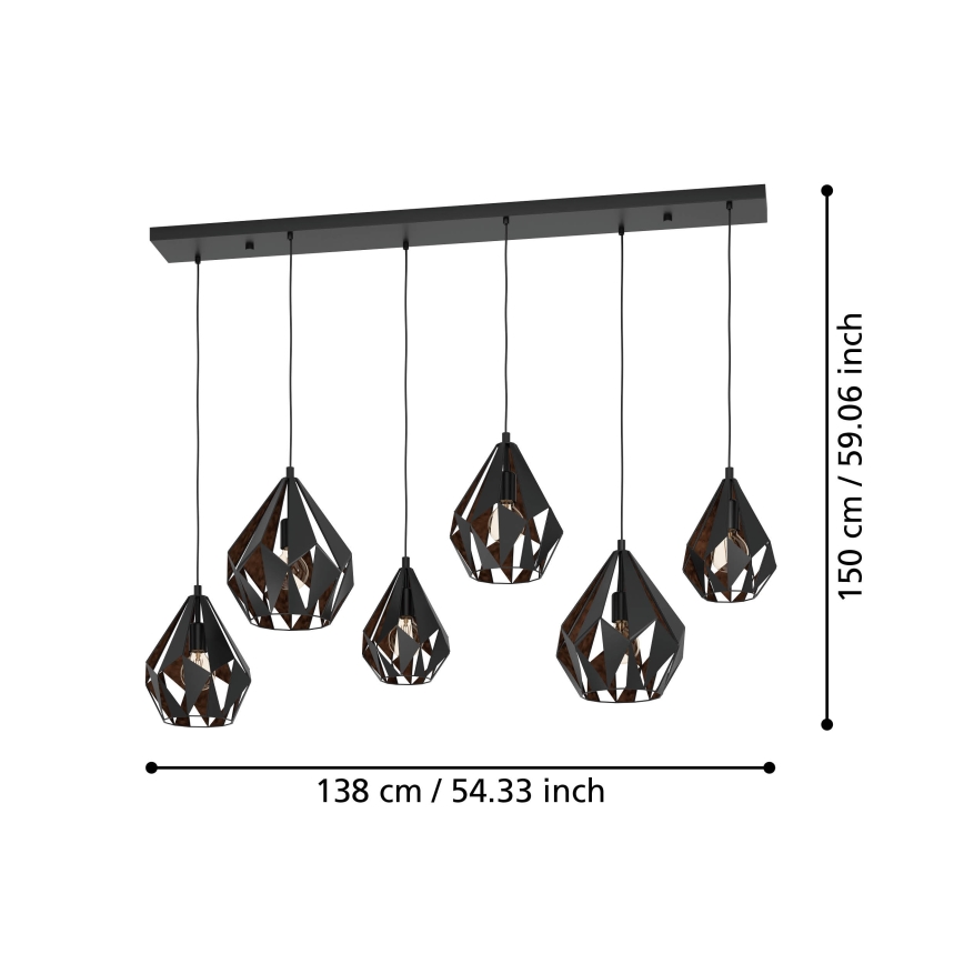 Eglo - Taklampa med 6xE27/40W/230V