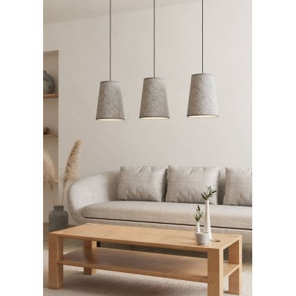 Eglo - Ljuskrona med textilsladd 3xE27/40W/230V grå